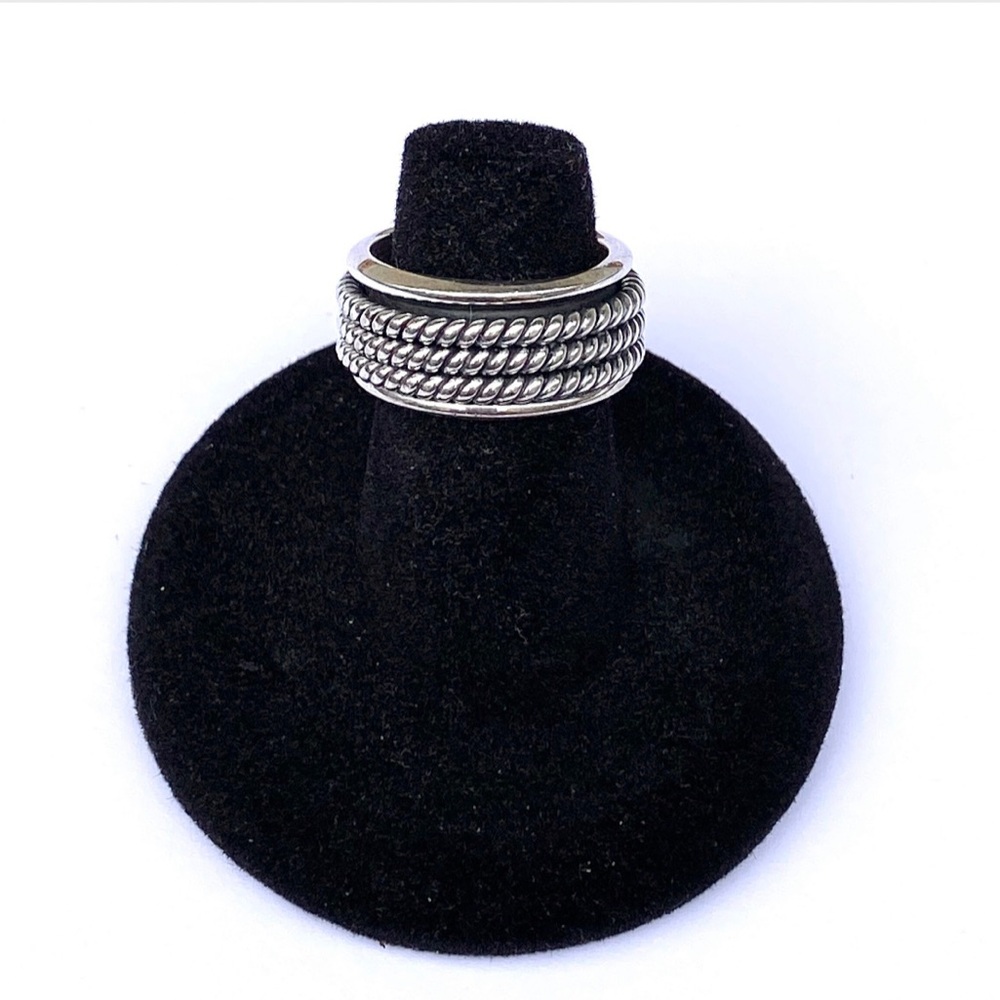 Sterling Silver Braided Spinner Ring Mexico Triple Rope Size 6
